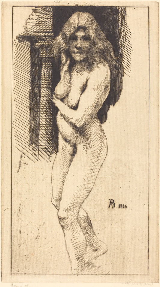 Carmen Standing in the Nude (Carmen nue debout) by Albert Besnard (French, 1849 - 1934), 16X12"(A3)Poster Print