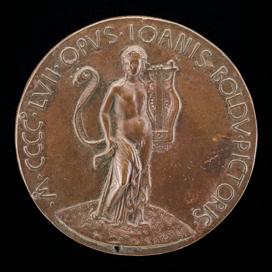 Apollo with Lyre and Long Scroll [reverse] by Giovanni Boldù (Italian, active c. 1454 - before 1477), 16X12"(A3)Poster Print