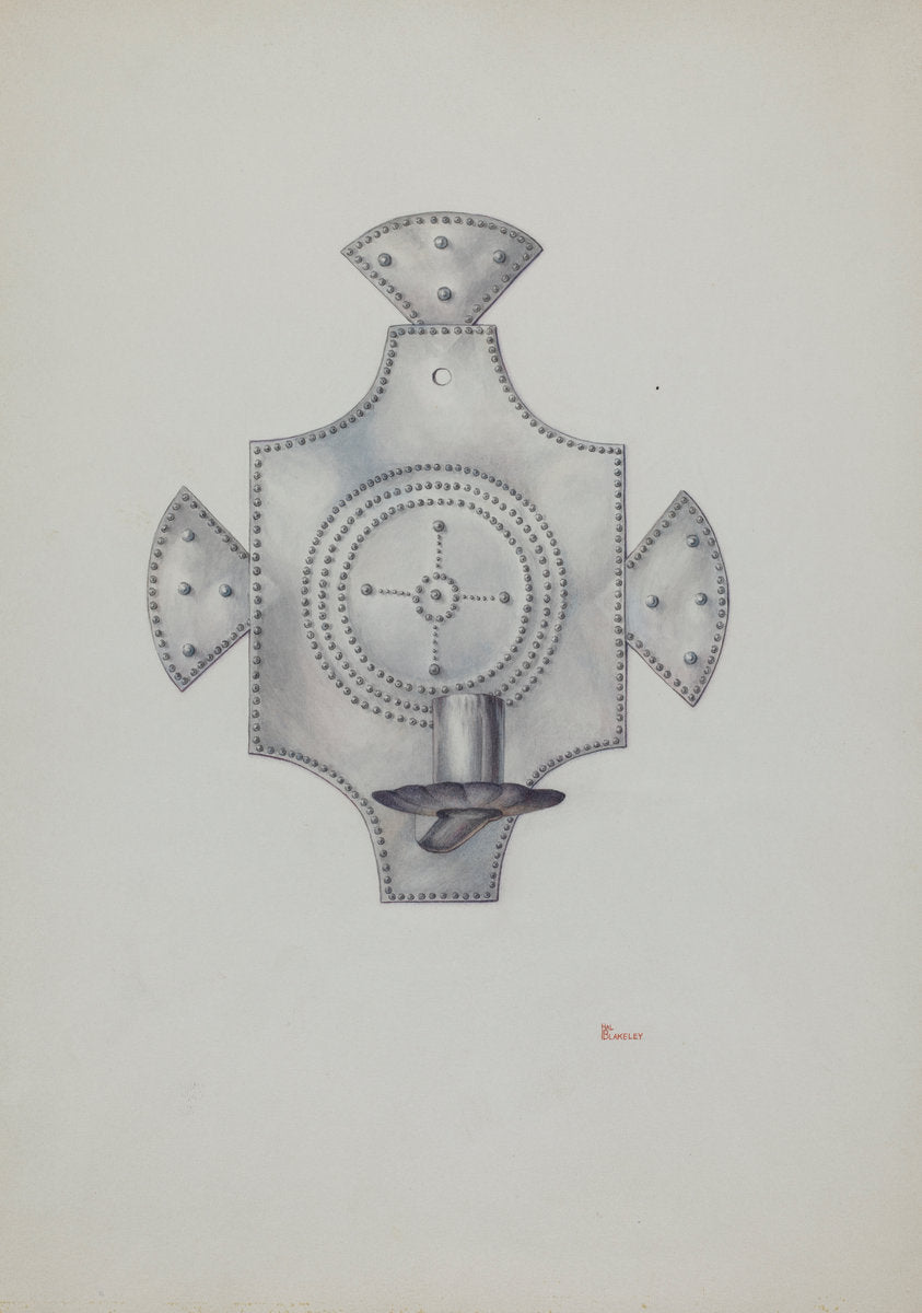 Candleholder (Candelero) Cut Tin by Hal Blakeley (American, active c. 1935), 16X12"(A3)Poster Print