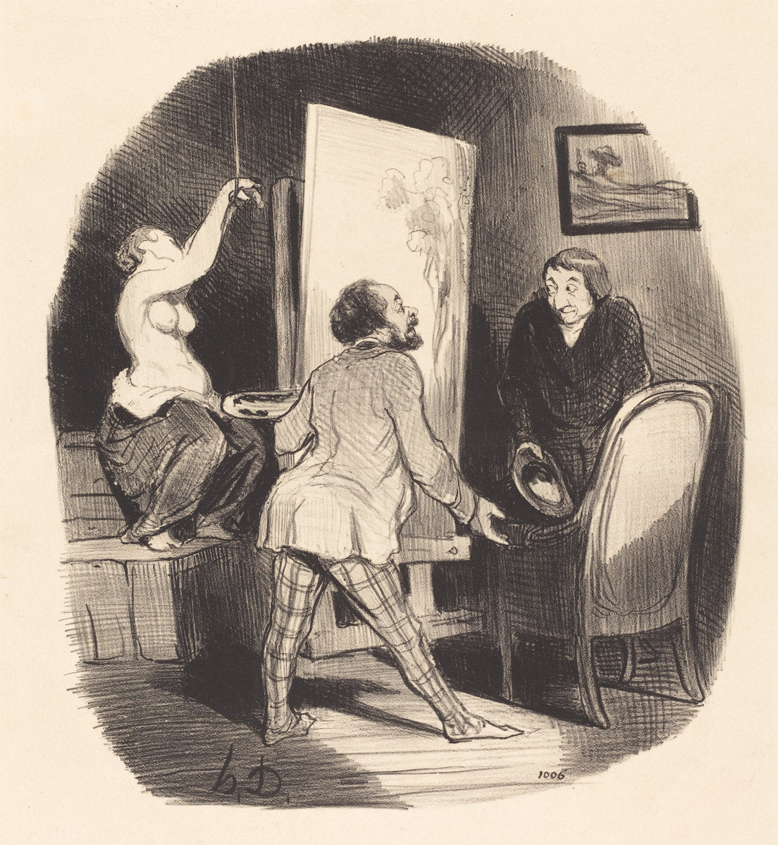 Une Position difficile by Honoré Daumier (French, 1808 - 1879), 16X12"(A3)Poster Print