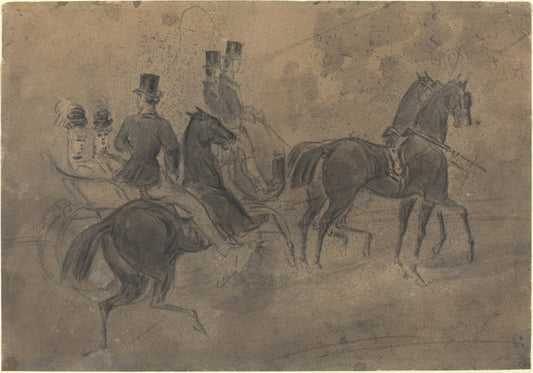 An Open Carriage by Constantin Guys (French, 1805 - 1892), 16X12"(A3)Poster Print
