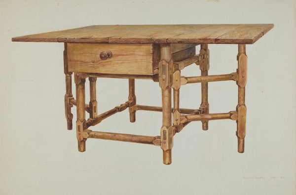 Gate-legged Dining Table by Amos C. Brinton (American, 1888 - 1982), 16X12"(A3)Poster Print