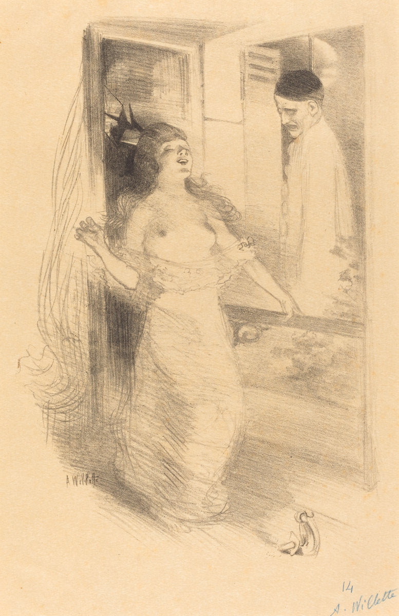 Hanging Clown (Pierrôt pendu) by Adolphe Léon Willette (French, 1857 - 1926), 16X12"(A3)Poster Print