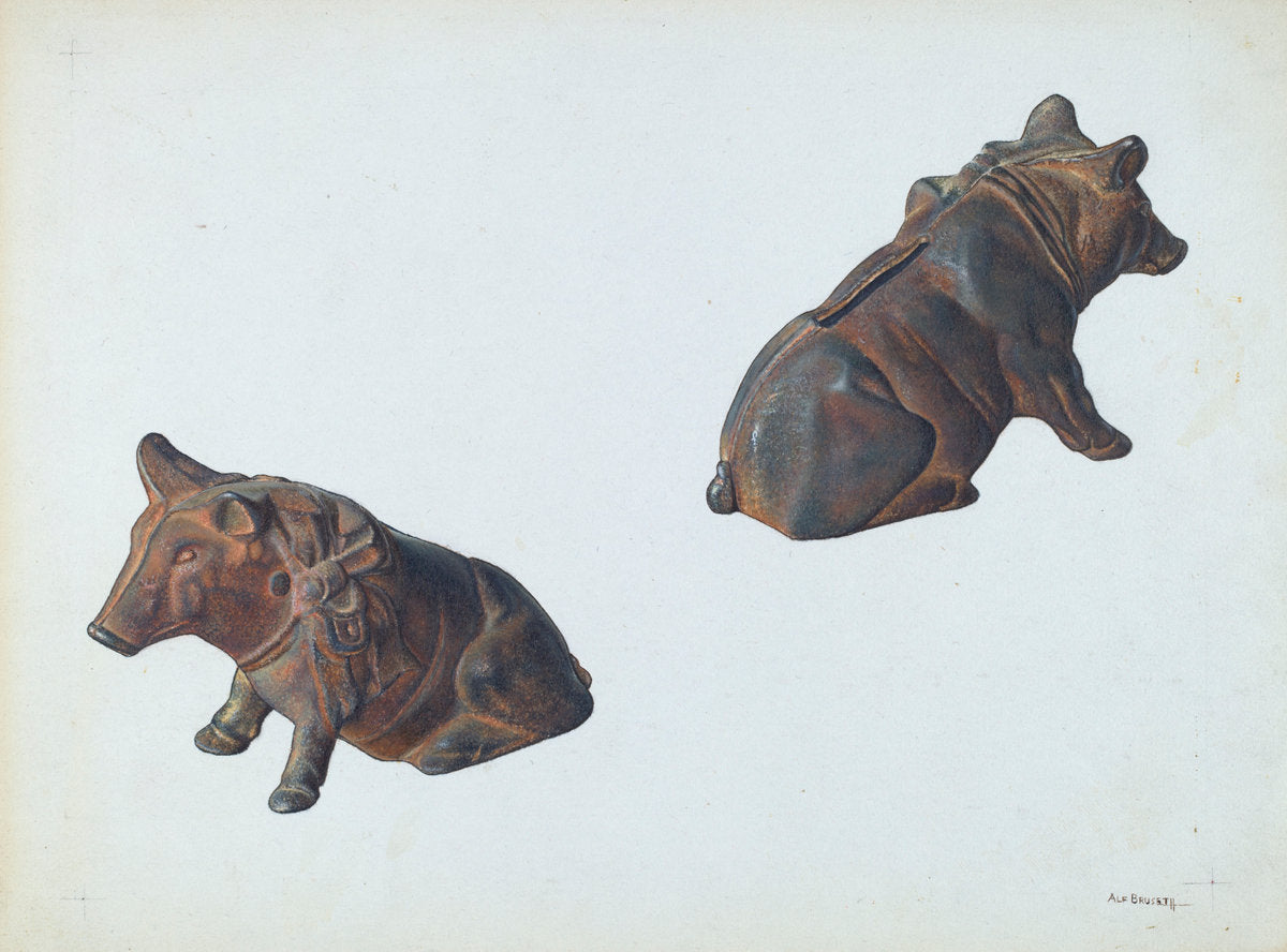 Prize Pig Coin Bank by Alf Bruseth (American, active c. 1935), 16X12"(A3)Poster Print