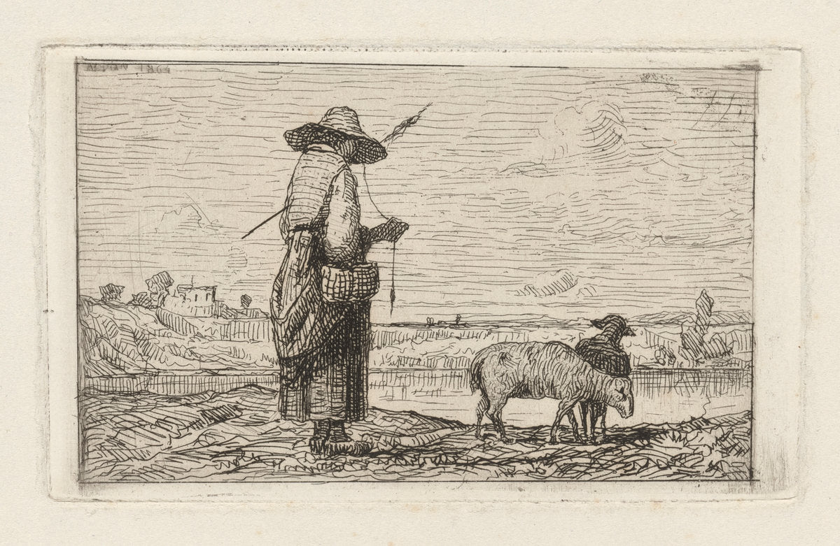 Shepherdess by Adolphe Appian (French, 1818 - 1898), 16X12"(A3)Poster Print