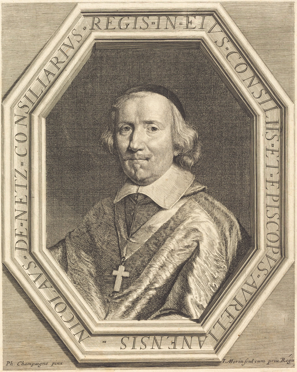 Nicolas de Netz by Jean Morin after Philippe de Champaigne (French, c. 1600 - 1650), 16X12"(A3)Poster Print