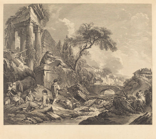 Le moineau de lesbie by René Gaillard after François Boucher (French, c. 1719 - 1790), 16X12"(A3)Poster Print