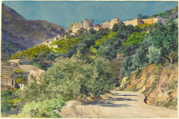 Sun-Drenched Hills near Menton by Jules-Ferdinand Jacquemart (French, 1837 - 1880), 16X12"(A3)Poster Print