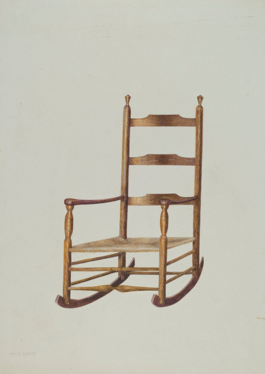 Rocking Chair by Maud M. Holme (American, active c. 1935), 16X12"(A3)Poster Print