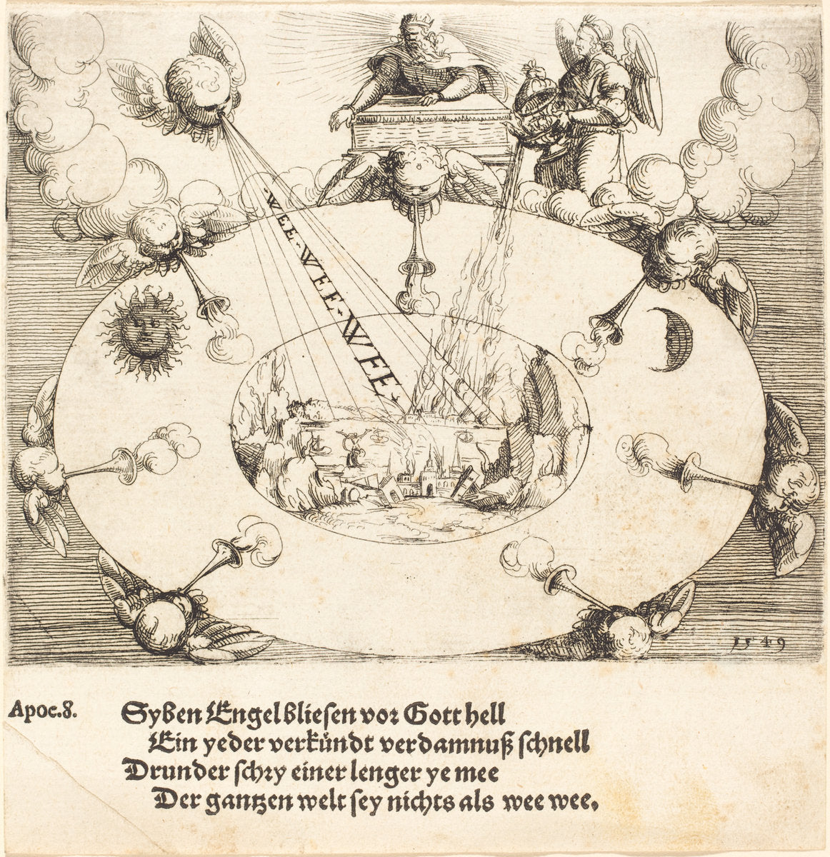 The Opening of the Seventh Seal by Augustin Hirschvogel (German, 1503 - 1553), 16X12"(A3)Poster Print