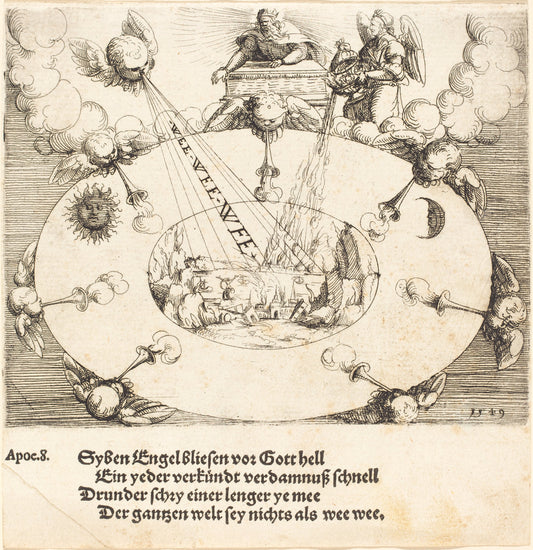 The Opening of the Seventh Seal by Augustin Hirschvogel (German, 1503 - 1553), 16X12"(A3)Poster Print