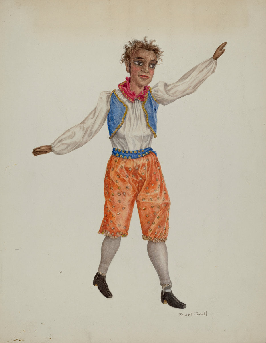 Puppet - "Tight Rope Walker" by Pearl Torell (American, active c. 1935), 16X12"(A3)Poster Print
