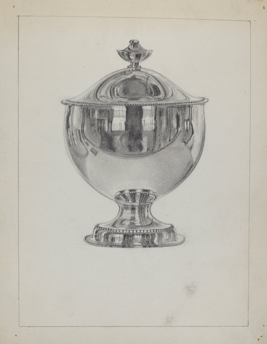 Silver Sugar Bowl with Cover by Vincent Carano (American, active c. 1935), 16X12"(A3)Poster Print