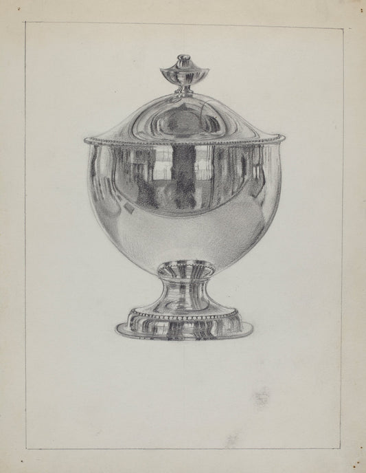 Silver Sugar Bowl with Cover by Vincent Carano (American, active c. 1935), 16X12"(A3)Poster Print