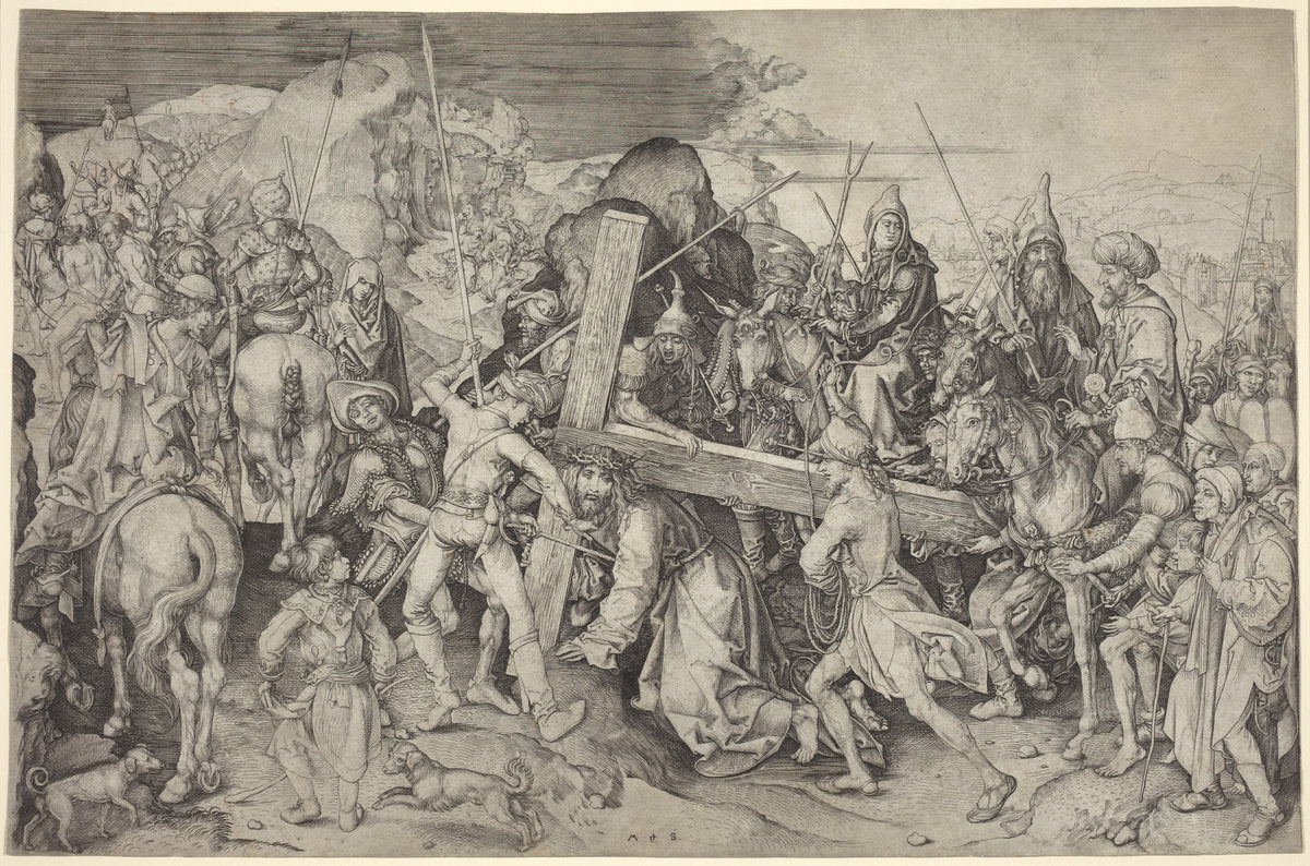 Christ Carrying the Cross by Martin Schongauer (German, c. 1450 - 1491), 16X12"(A3)Poster Print