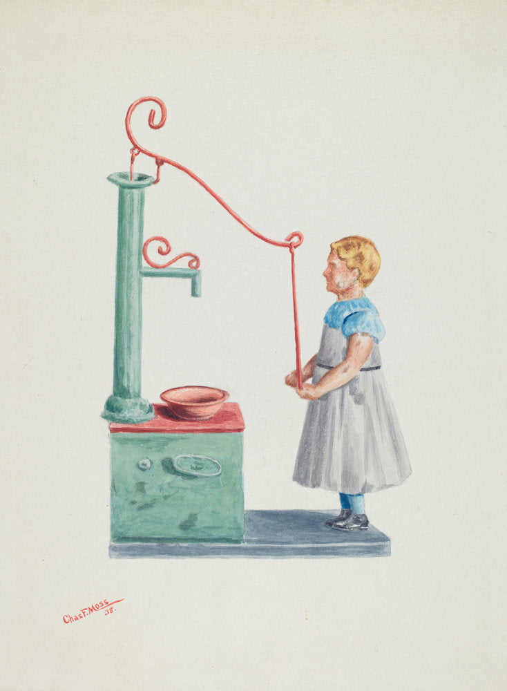 Toy Bank: Dutch Girl at Well by Charles Moss (American, active c. 1935), 16X12"(A3)Poster Print