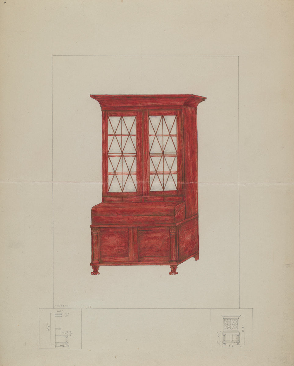 Bookcase by Henry Meyers (American, active c. 1935), 16X12"(A3)Poster Print
