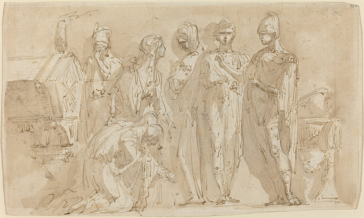 Coriolanus before the Women of Rome by Giuseppe Bernardino Bison (Venetian, 1762 - 1844), 16X12"(A3)Poster Print
