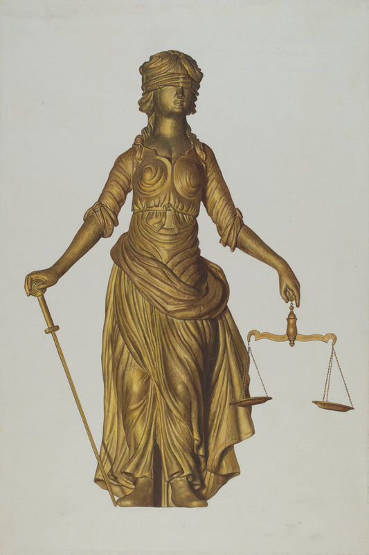 Figure of Justice by Elizabeth Moutal (American, active c. 1935), 16X12"(A3)Poster Print