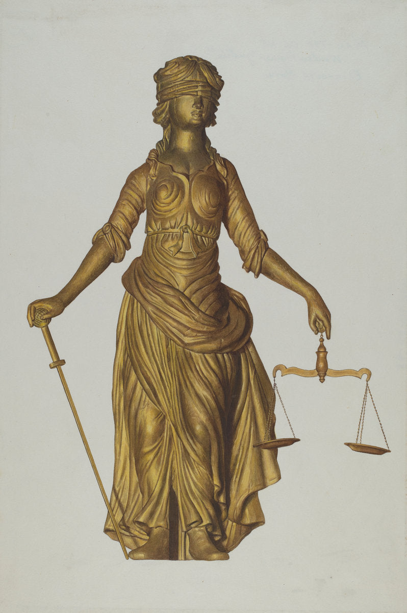 Figure of Justice by Elizabeth Moutal (American, active c. 1935), 16X12"(A3)Poster Print