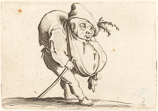 The Hunchback with a Cane by Jacques Callot (French, 1592 - 1635), 16X12"(A3)Poster Print