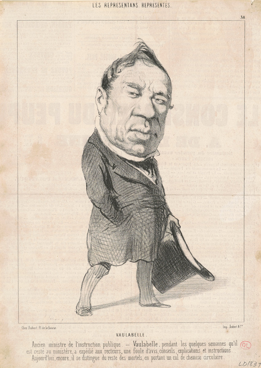 Achille Tenaille de Vaulabelle by Honoré Daumier (French, 1808 - 1879), 16X12"(A3)Poster Print