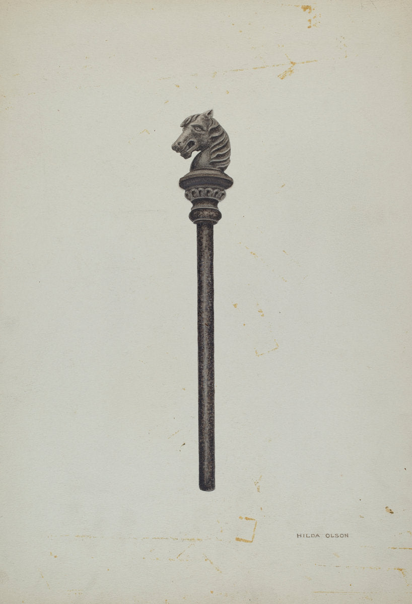 Horse Head Hitching Post by Hilda Olson (American, active c. 1935), 16X12"(A3)Poster Print
