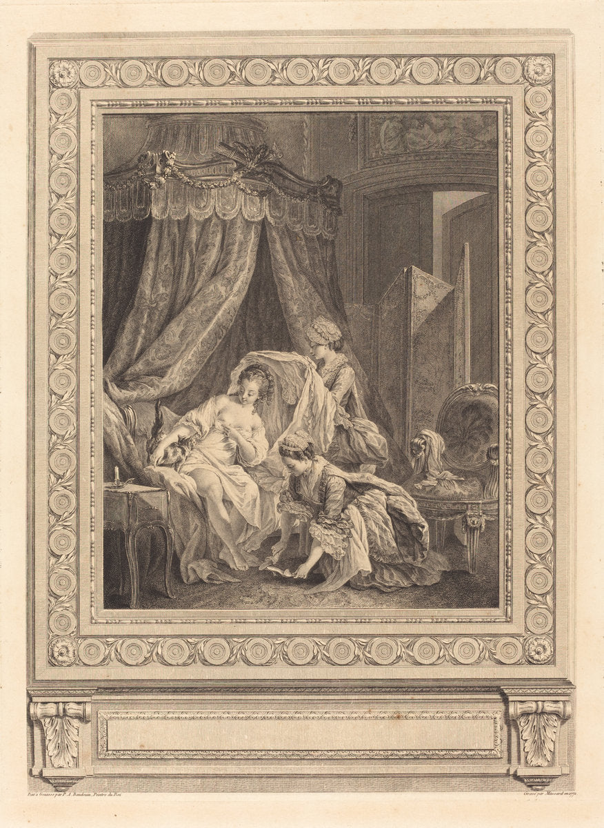 Le lever by Jean Massard after Pierre-Antoine Baudouin (French, 1740 - 1822), 16X12"(A3)Poster Print