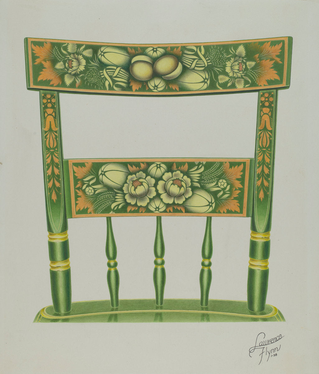 Back of Stencilled Chair by Lawrence Flynn (American, 1900 - 1973), 16X12"(A3)Poster Print