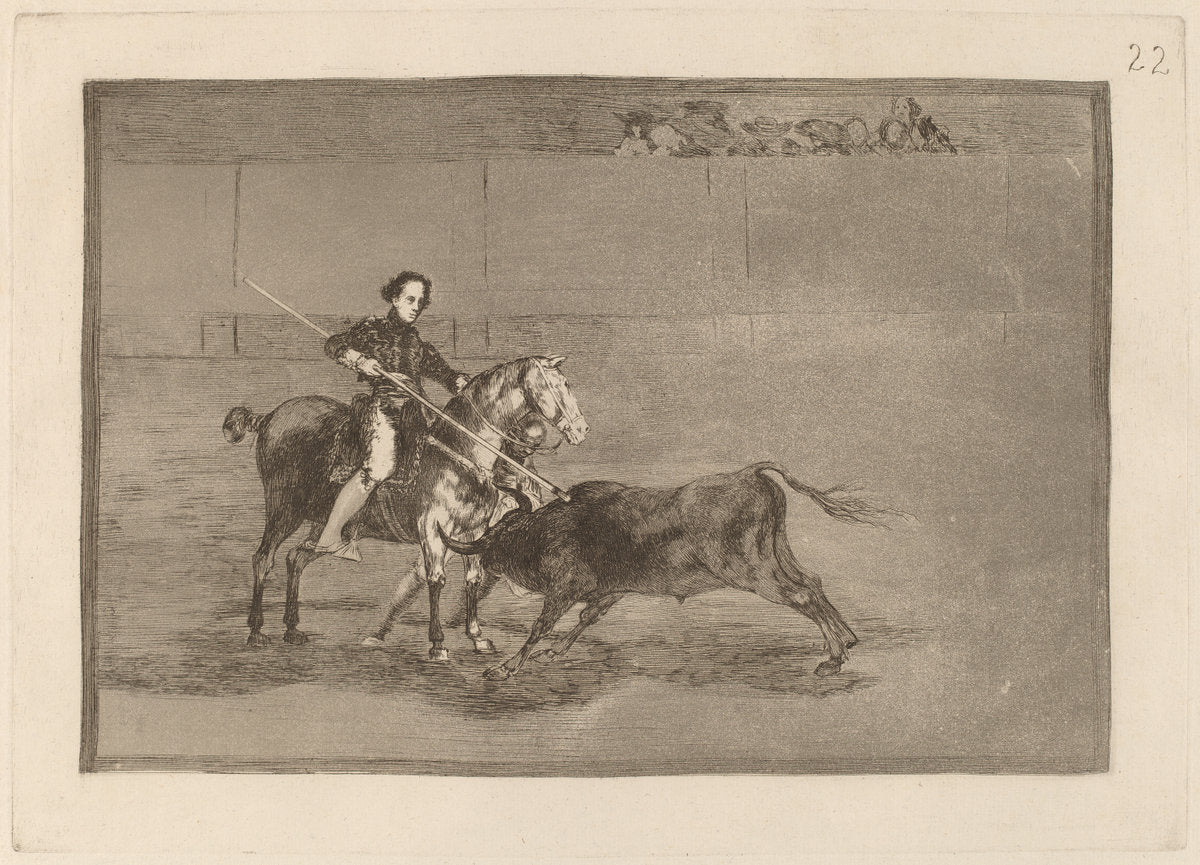 Valor varonil de la celebre Pajuelera en la de Zaragoza (Manly Courage of the Celebrated Pajuelera in the Ring at Saragossa) by Francisco de Goya (Spanish, 1746 - 1828), 16X12"(A3)Poster Print