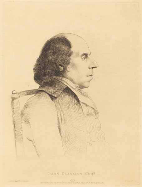 John Flaxman by William Daniell after George Dance II (British, 1769 - 1837), 16X12"(A3)Poster Print