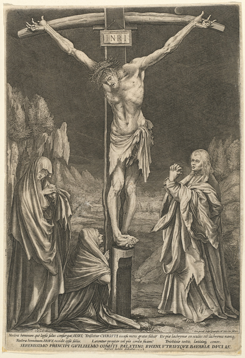 The Small Crucifixion by Raphael Sadeler I after Matthias Grünewald (Flemish, 1560/1561 - 1628 or 1632), 16X12"(A3)Poster Print