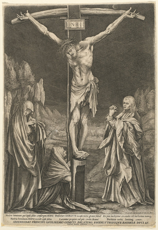 The Small Crucifixion by Raphael Sadeler I after Matthias Grünewald (Flemish, 1560/1561 - 1628 or 1632), 16X12"(A3)Poster Print