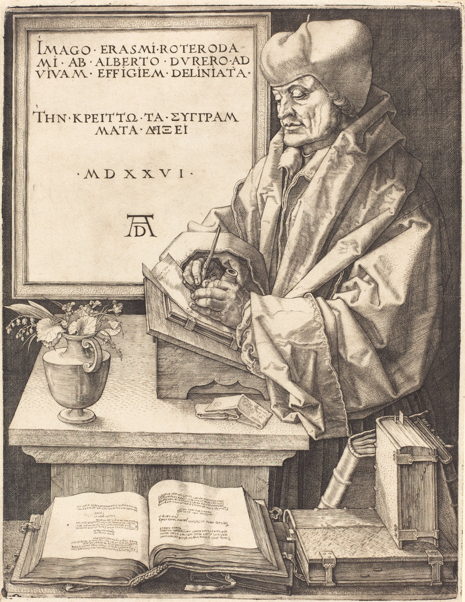 Erasmus of Rotterdam by Albrecht Dürer (German, 1471 - 1528), 16X12"(A3)Poster Print