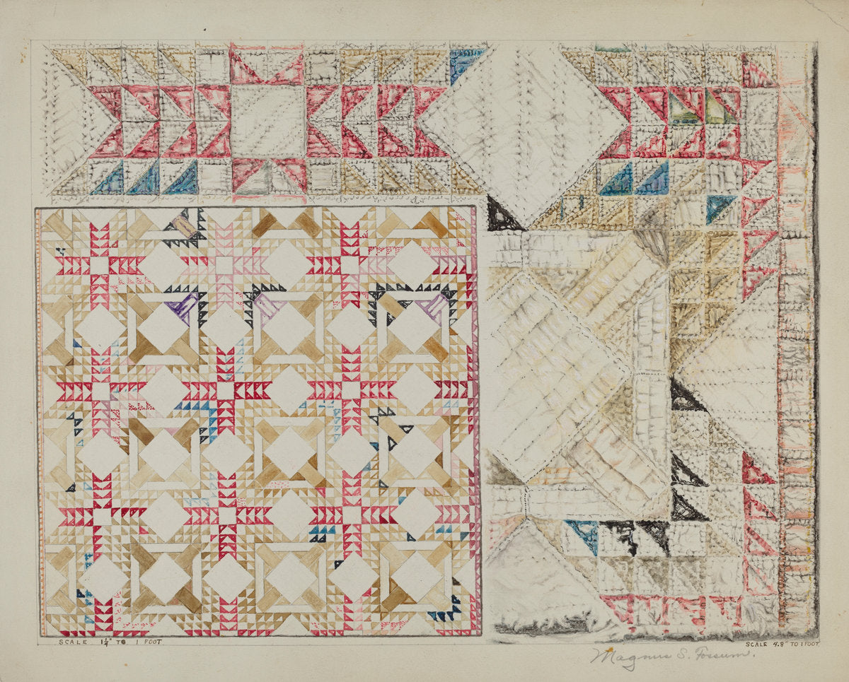 Quilt by Magnus S. Fossum (American, 1888 - 1980), 16X12"(A3)Poster Print
