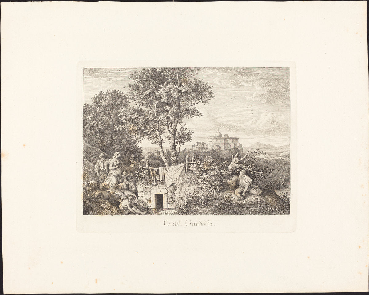 Castel Gandalfo by Ludwig Richter (German, 1803 - 1884), 16X12"(A3)Poster Print