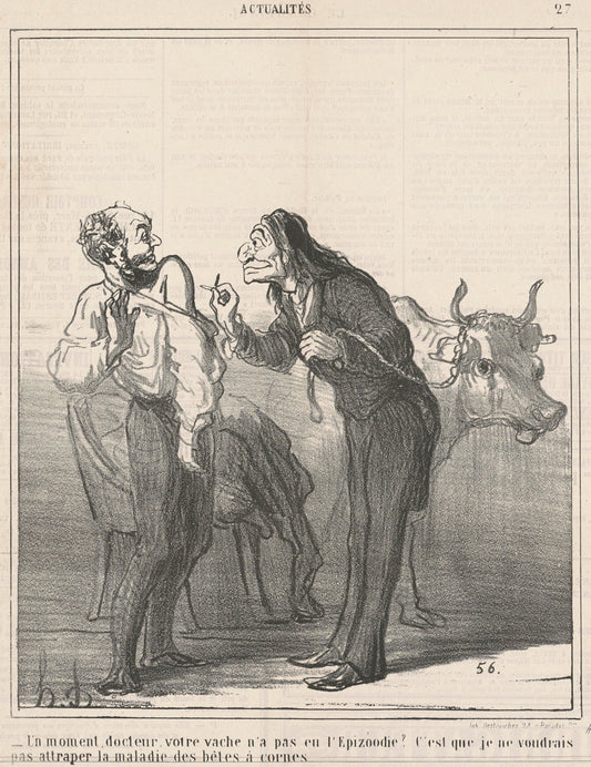 Un moment ... votre vache n'a pas eu l'epizoodie? ... by Honoré Daumier (French, 1808 - 1879), 16X12"(A3)Poster Print