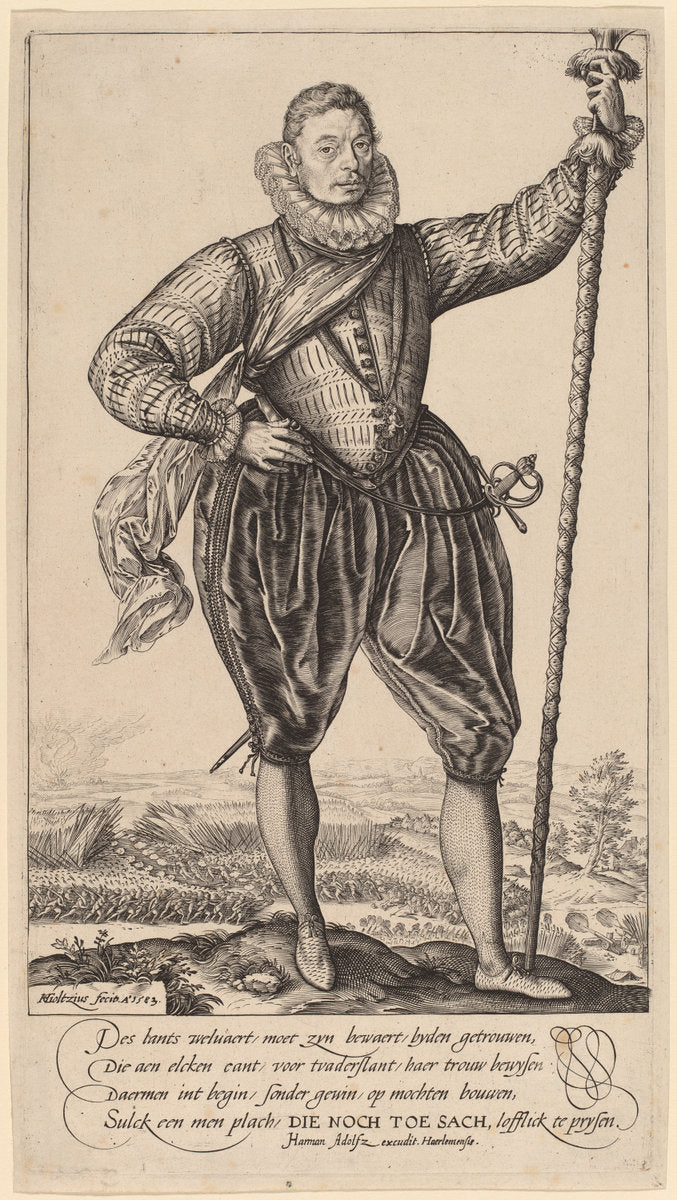 Pike Bearer Standing by Hendrik Goltzius (Dutch, 1558 - 1617), 16X12"(A3)Poster Print