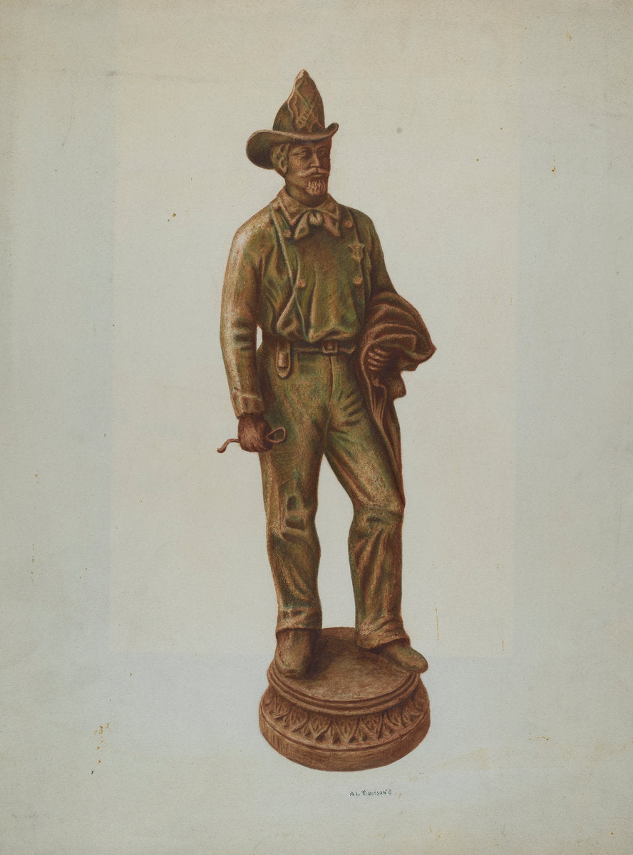 Plaster Cast Figurine by Austin L. Davison (American, active c. 1935), 16X12"(A3)Poster Print
