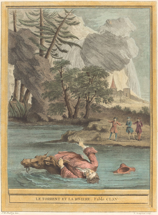 Le torrent et la riviere (The Torrent and theRiver) by Louis-Simon Lempereur after Jean-Baptiste Oudry (French, 1728 - 1807), 16X12"(A3)Poster Print