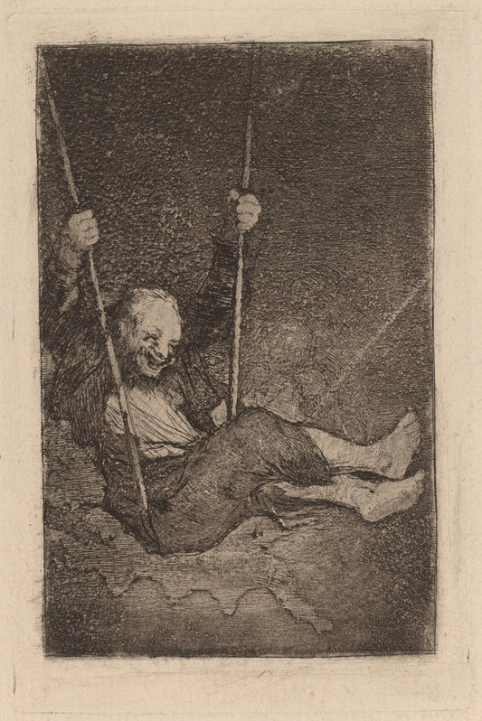 Old Man on a Swing by Francisco de Goya (Spanish, 1746 - 1828), 16X12"(A3)Poster Print