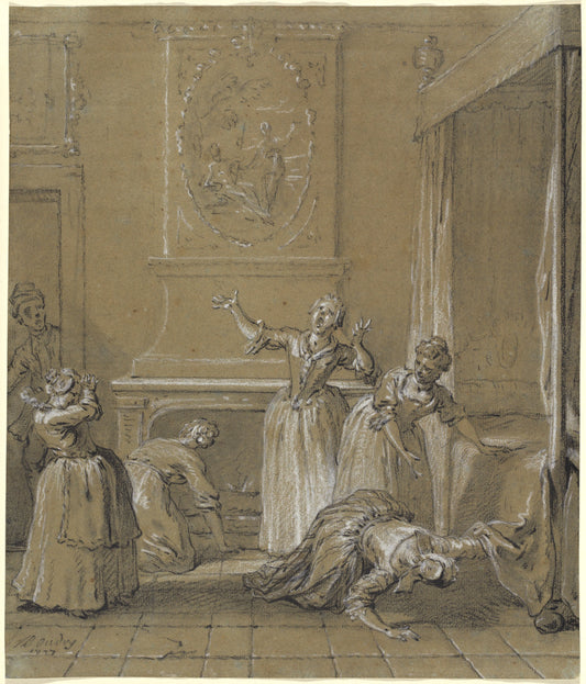 On trouve le corps mort de l'hote que l'on avait cache by Jean-Baptiste Oudry (French, 1686 - 1755), 16X12"(A3)Poster Print