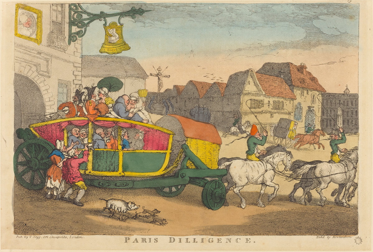 Paris Diligence by Thomas Rowlandson (British, 1756 - 1827), 16X12"(A3)Poster Print