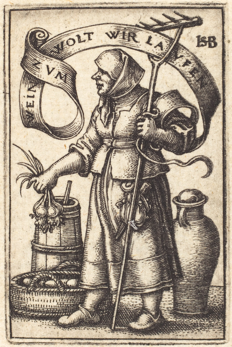 The Market Woman [right] by Sebald Beham (German, 1500 - 1550), 16X12"(A3)Poster Print