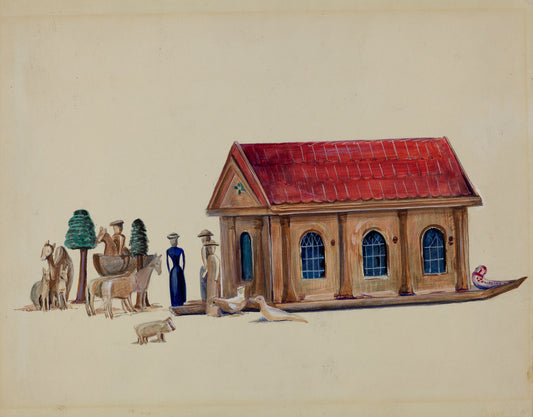 Noah's Ark with Animals by Mina Lowry (American, 1894 - 1942), 16X12"(A3)Poster Print