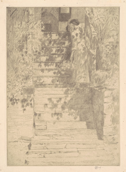 The Steps by Childe Hassam (American, 1859 - 1935), 16X12"(A3)Poster Print