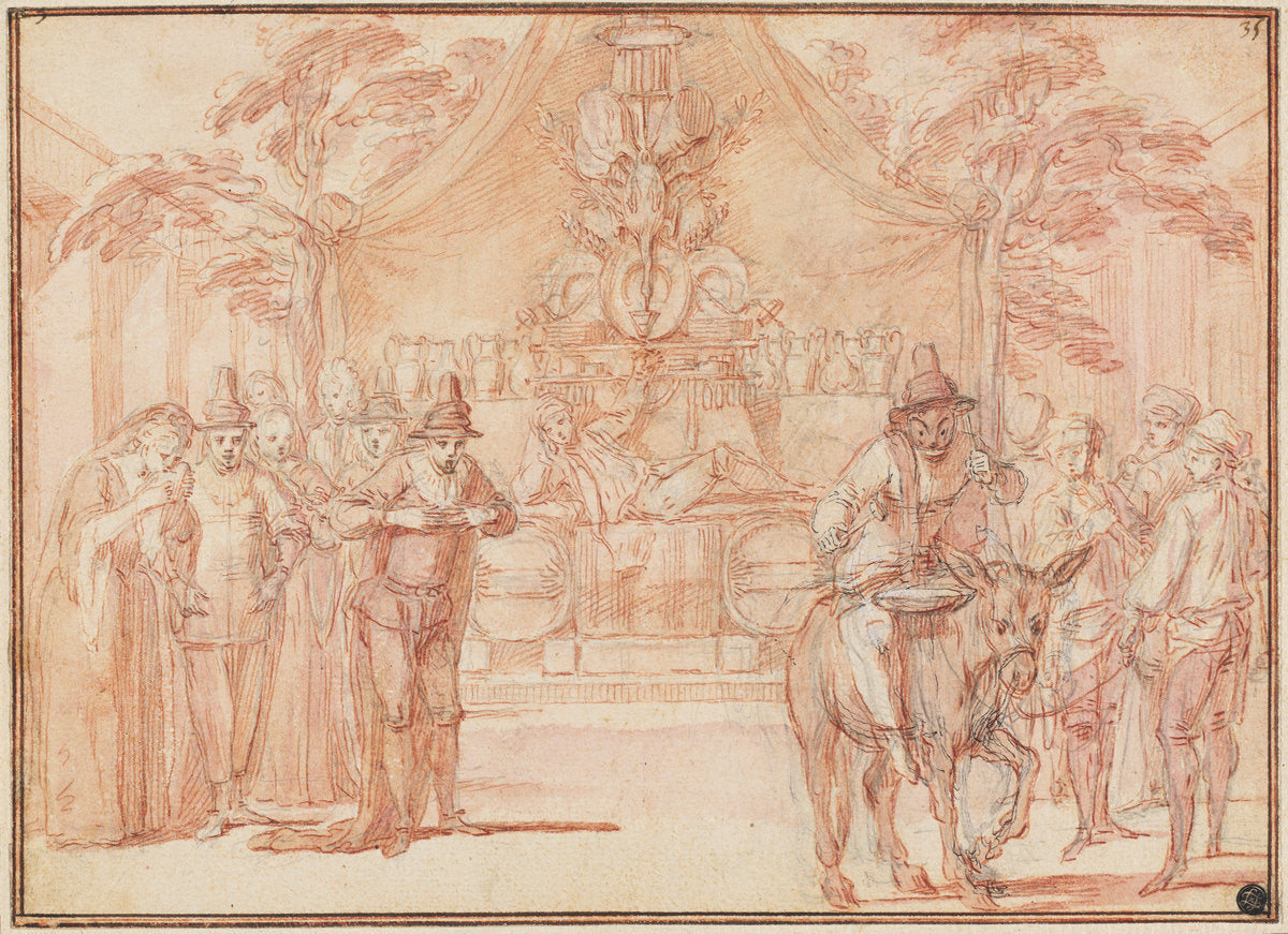 Scene from "The Tomb of Master André" by Claude Gillot (French, 1673 - 1722), 16X12"(A3)Poster Print