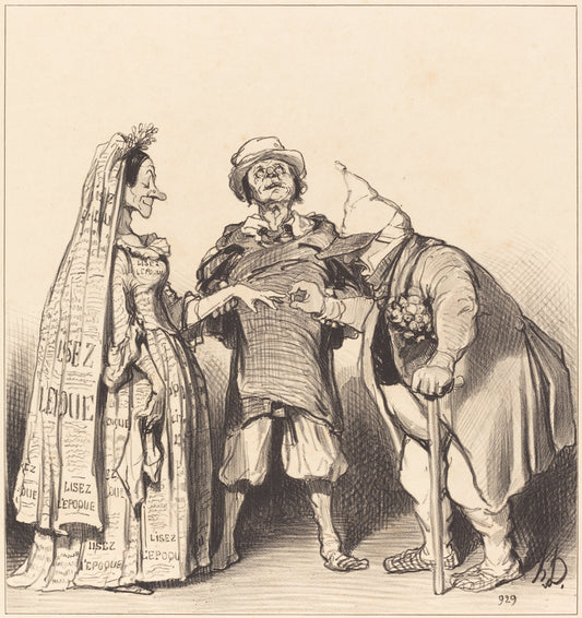 Mariage de l'Époque et du Constitutionnel by Honoré Daumier (French, 1808 - 1879), 16X12"(A3)Poster Print