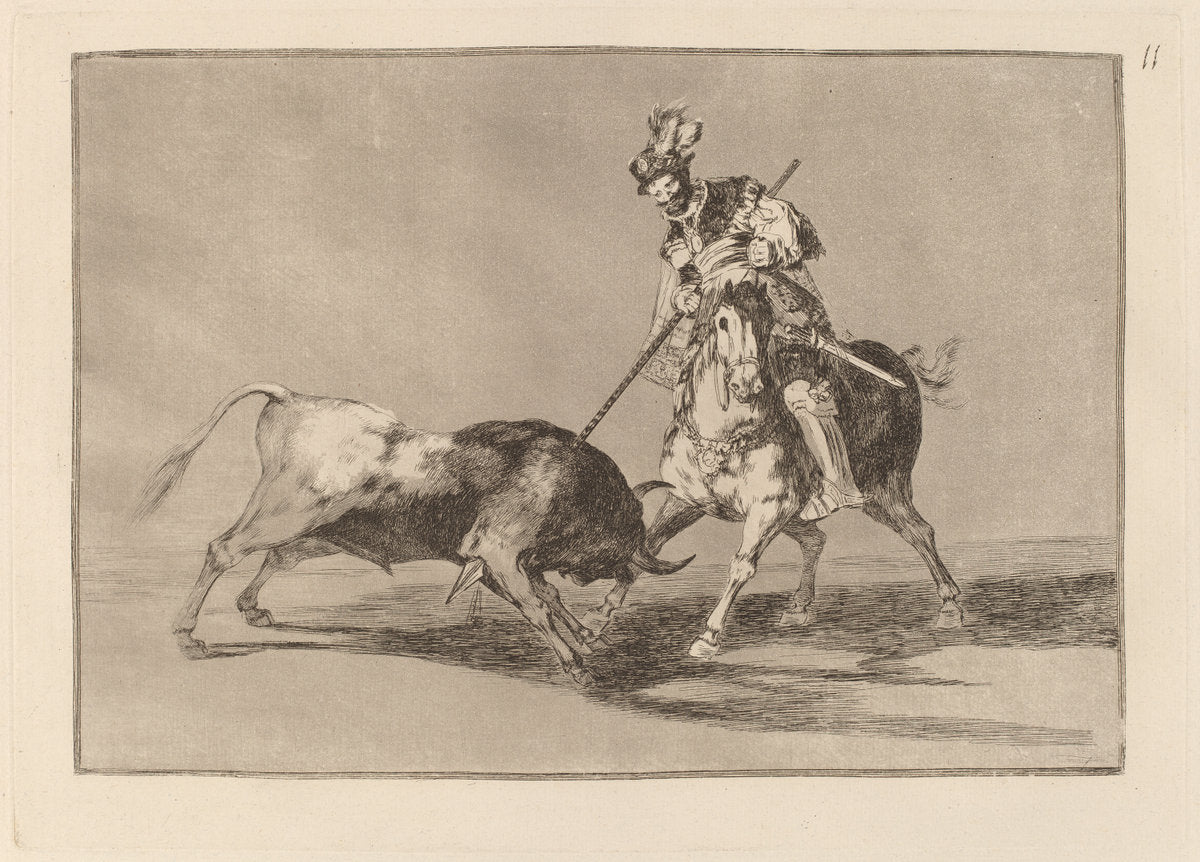 El Cid Campeador lanceando otro toro  (The Cid Campeador Spearing Another Bull) by Francisco de Goya (Spanish, 1746 - 1828), 16X12"(A3)Poster Print