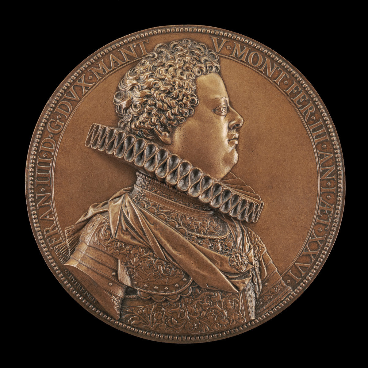Francesco IV Gonzaga, 1586-1612, 5th Duke of Mantua 1612 by Balthasar Keller after Guillaume Dupré (Swiss, 1638 - 1702), 16X12"(A3)Poster Print